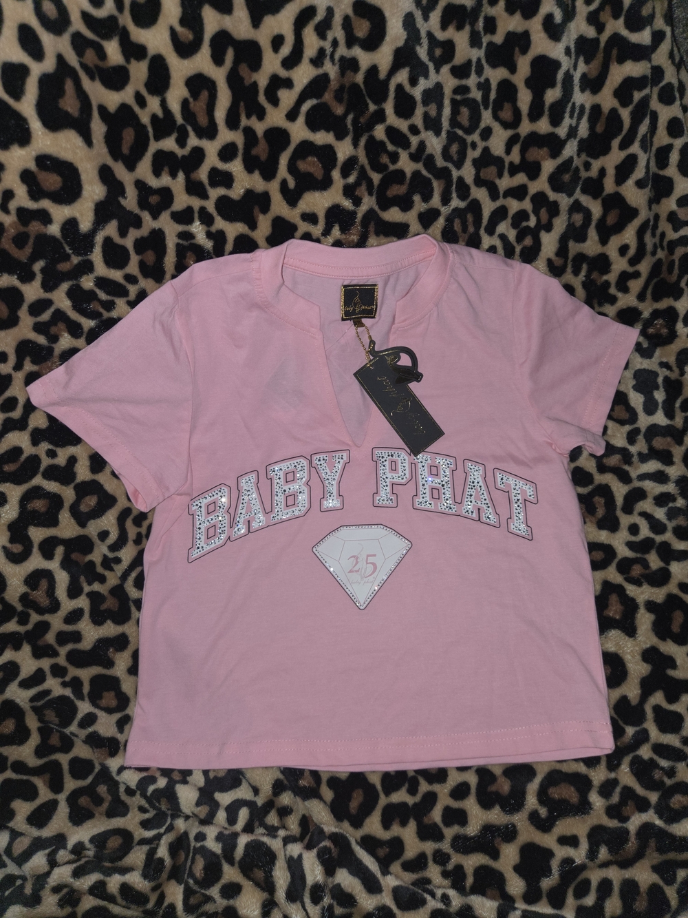 Baby Phat Pink Logo Tee with Diamond Patch